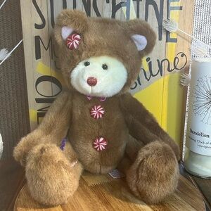 Russ Holiday “Cookie” peppermint candy  Gingerbread luxurious Bear Plush 🐻